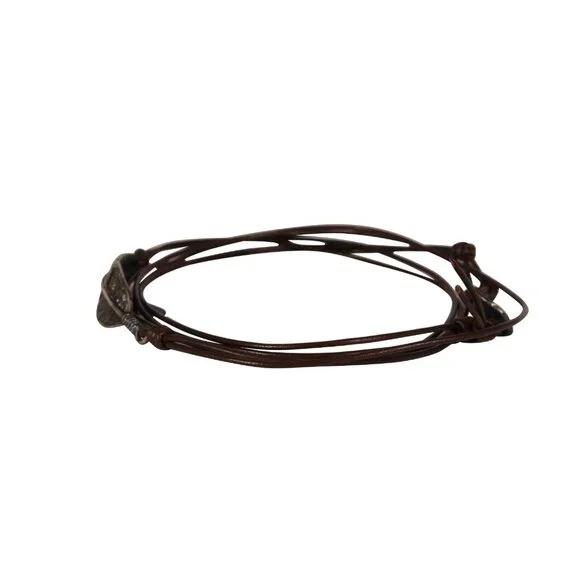 M Cohen Brown Leather Rope Feather Bracelet 925 Silver Convertible Necklace